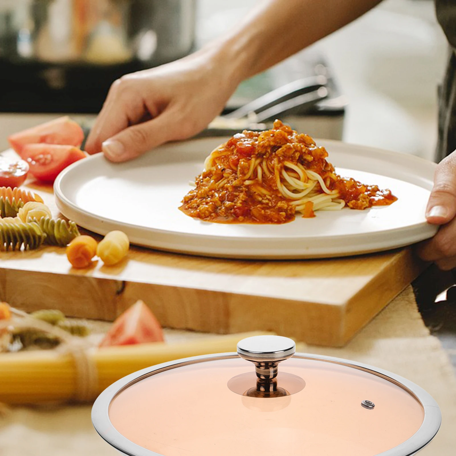 

Clear Tempered Glass Pot Pan Lid Easy Handling Stainless Steel Knob Versatile Use for Various Cookware Kitchen Essentials