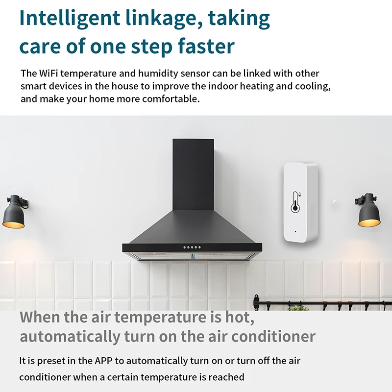 WiFi Smart Temperature Humidity Sensor Indoor Hygrometer Controller Monitoring Smart Home Security Work With Alexa Google Home