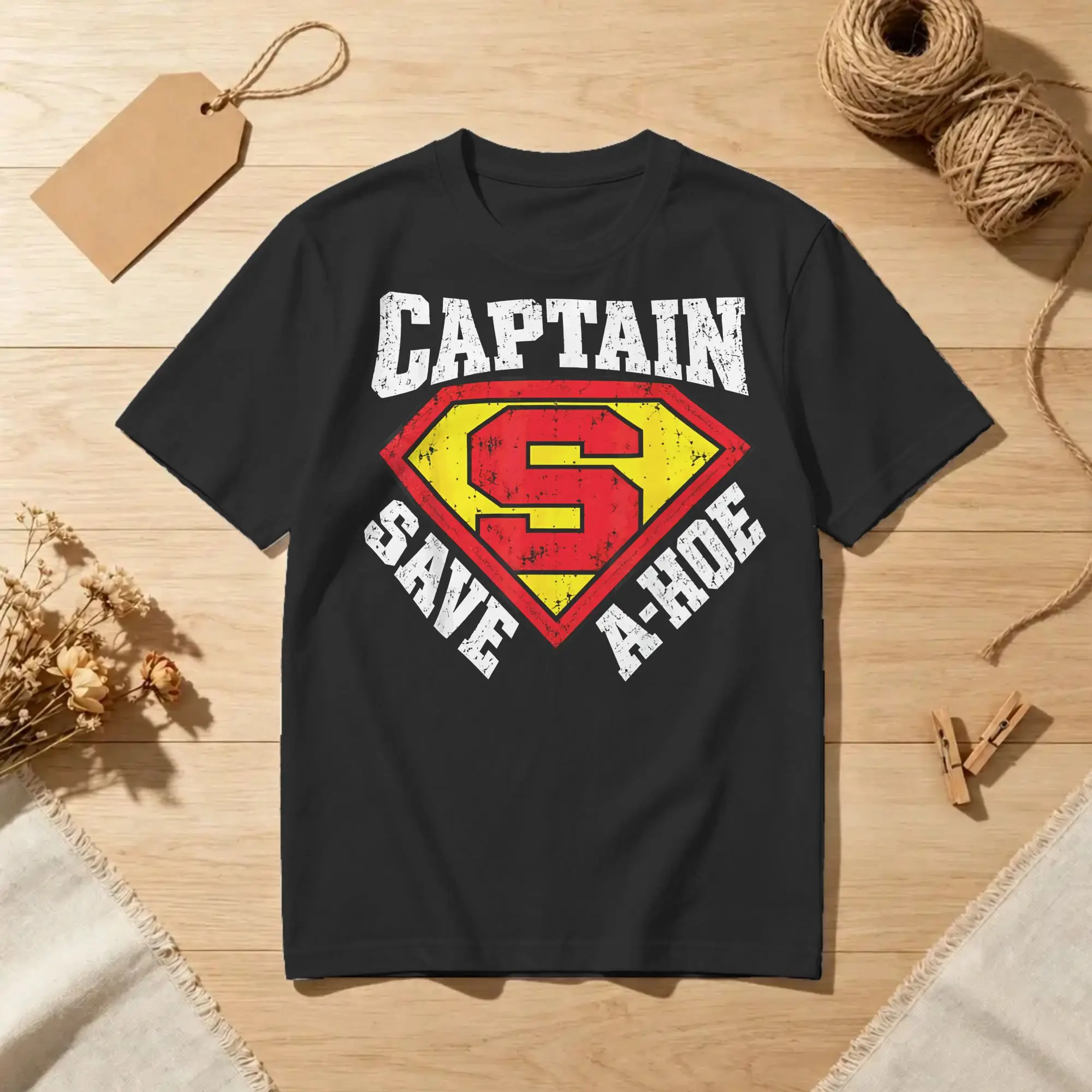 Captain Save a Hoe  American Hero Tshirts Men Cotton Tops Printed  Round Neck Short Sleeve