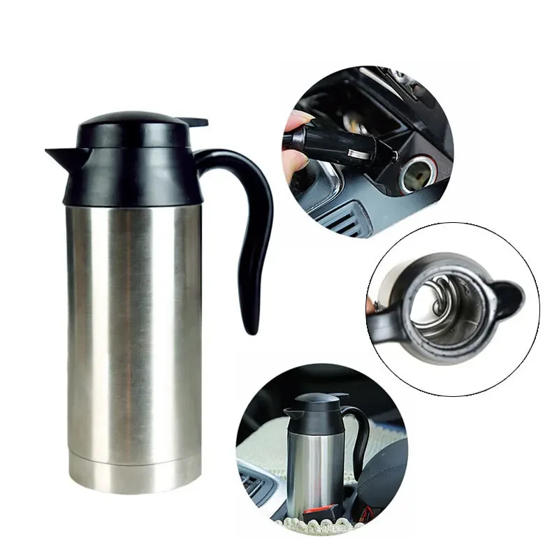 750ml 120W/240W Car Electric Heating Cup Kettle 12V/24V Water Heater Bottle For Tea Coffee Drinking Travel Car Truck Kettle