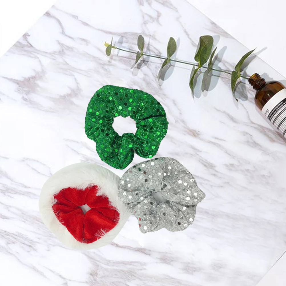 

6pcs Sequins Rope Premium Fashion Chic Accessories For Women Ponytail Holder Elastic Hair Tie Christmas Hair Band