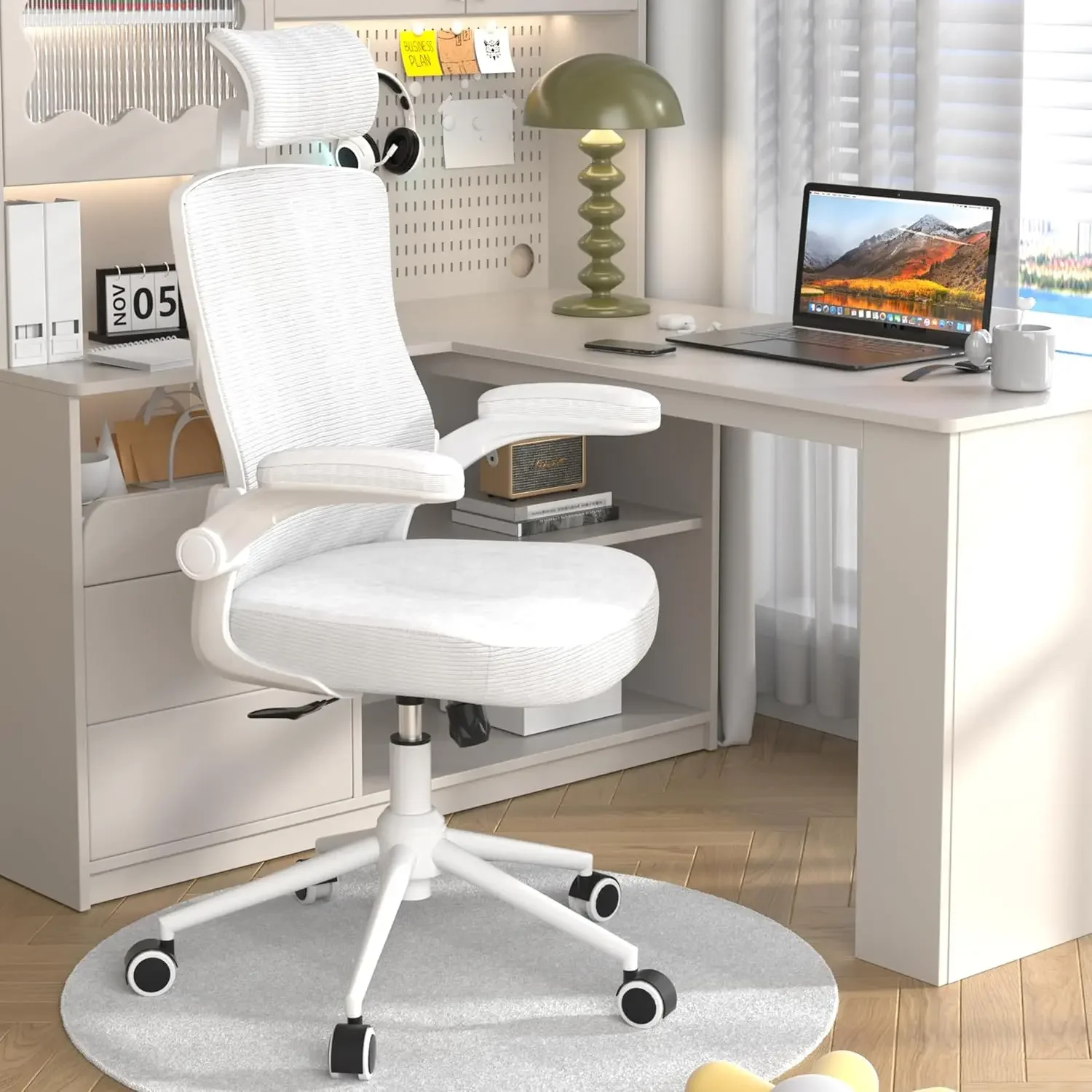 [Free Shipping, New Arrival!]Home Office Chair, Ergonomic Comfy Desk Chair, High Back Computer Chair- Adjustable Headrest with F