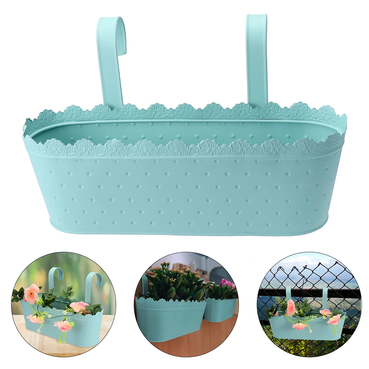 

Iron Hanging Flower Pot Metal Hook Plants Container Wrought Basket Storage Pots Indoor Green Dill Mini Bucket Home Office Plant
