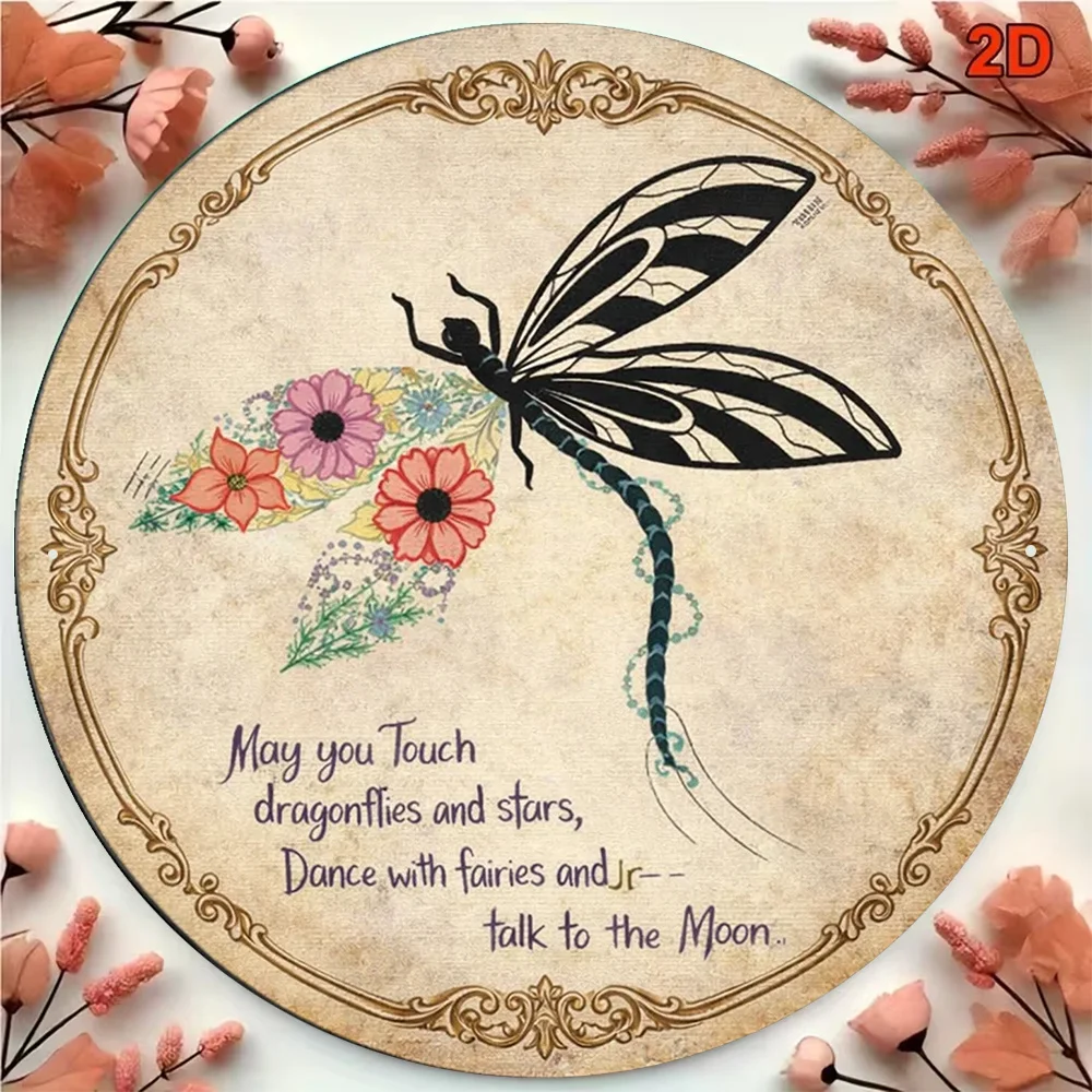 2D Flat - 1pc 8X8In/20X20Cm 2D Flat Circular Aluminum Sign, Vintage Aluminum Plaque of 