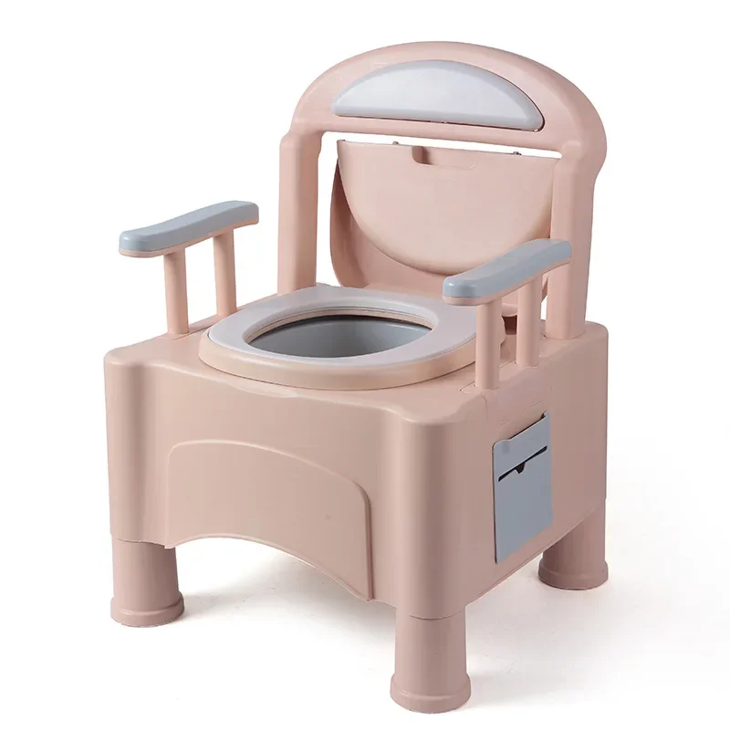 Portable Collapsible Mobile Toilet for Elderly Pregnant Women, Indoor Commode Chair Bedside Night Urinal Bucket Potty for Home C