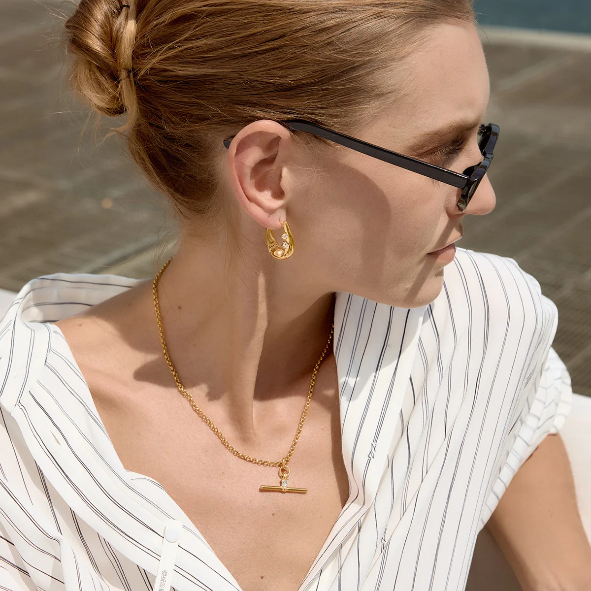 

T Bar Zircon necklaces and pendants Light Luxury High Sense Clavicle Chain stainless steel jewelry Necklaces for women