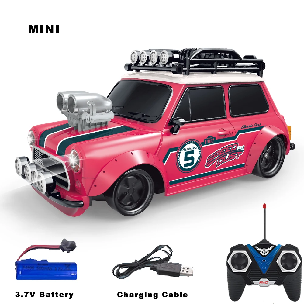 1:18 Retro Refitting MINI RC Car 4 channel Remote Control Car Vintage Beetle High Speed Light Modified vehicle Model Car Toy Kid