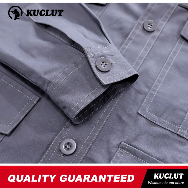 Picture 6: Summer Man Work Uniform Set Reflective Strips Wear-resistant Breathable Sweat-wicking Overalls Hiking Training Outdoors Uniform