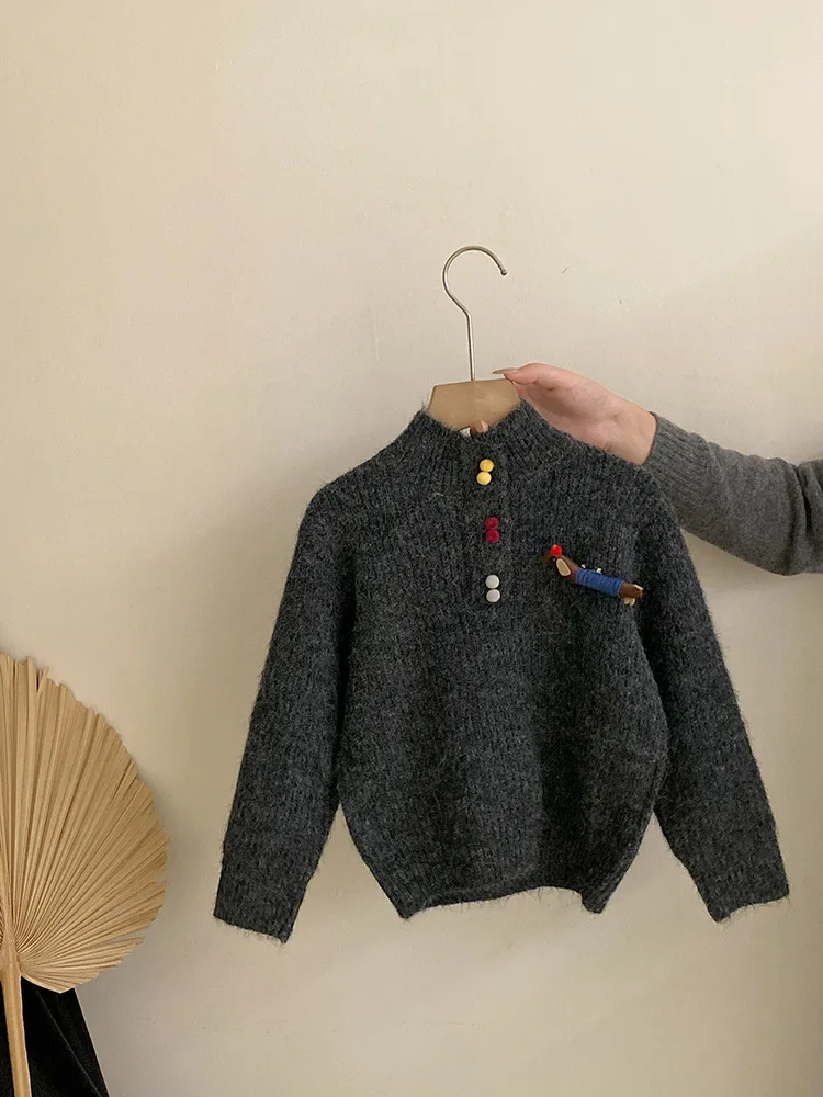 Autumn Winter Fashion Christmas Pullover Knitted Tops Shirt Kids Clothes Flower Children Clothing Girls Sweaters Thick Underwear