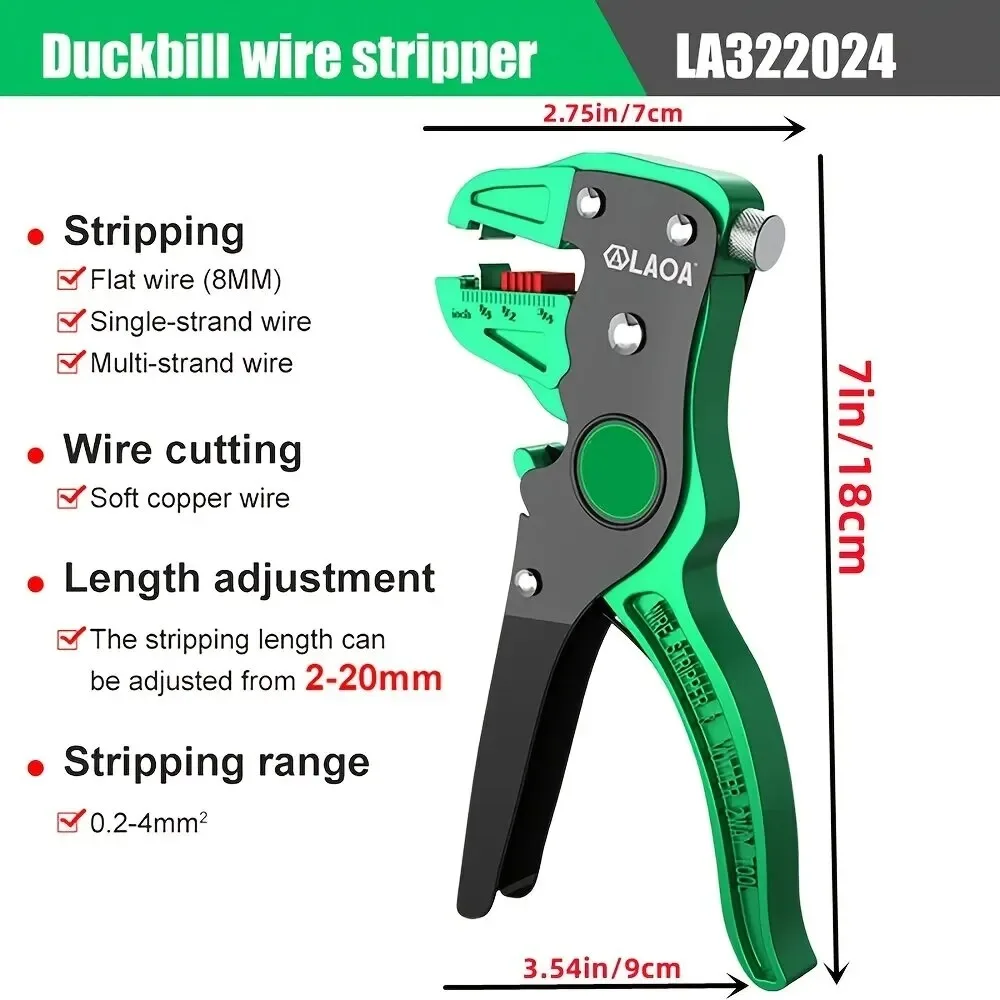 Wire Stripper Flatwire Cutter Stripping Plier 0.2 To 4mm Range Length Adjustment for Electrician Tool for Wire Cutting Pliers