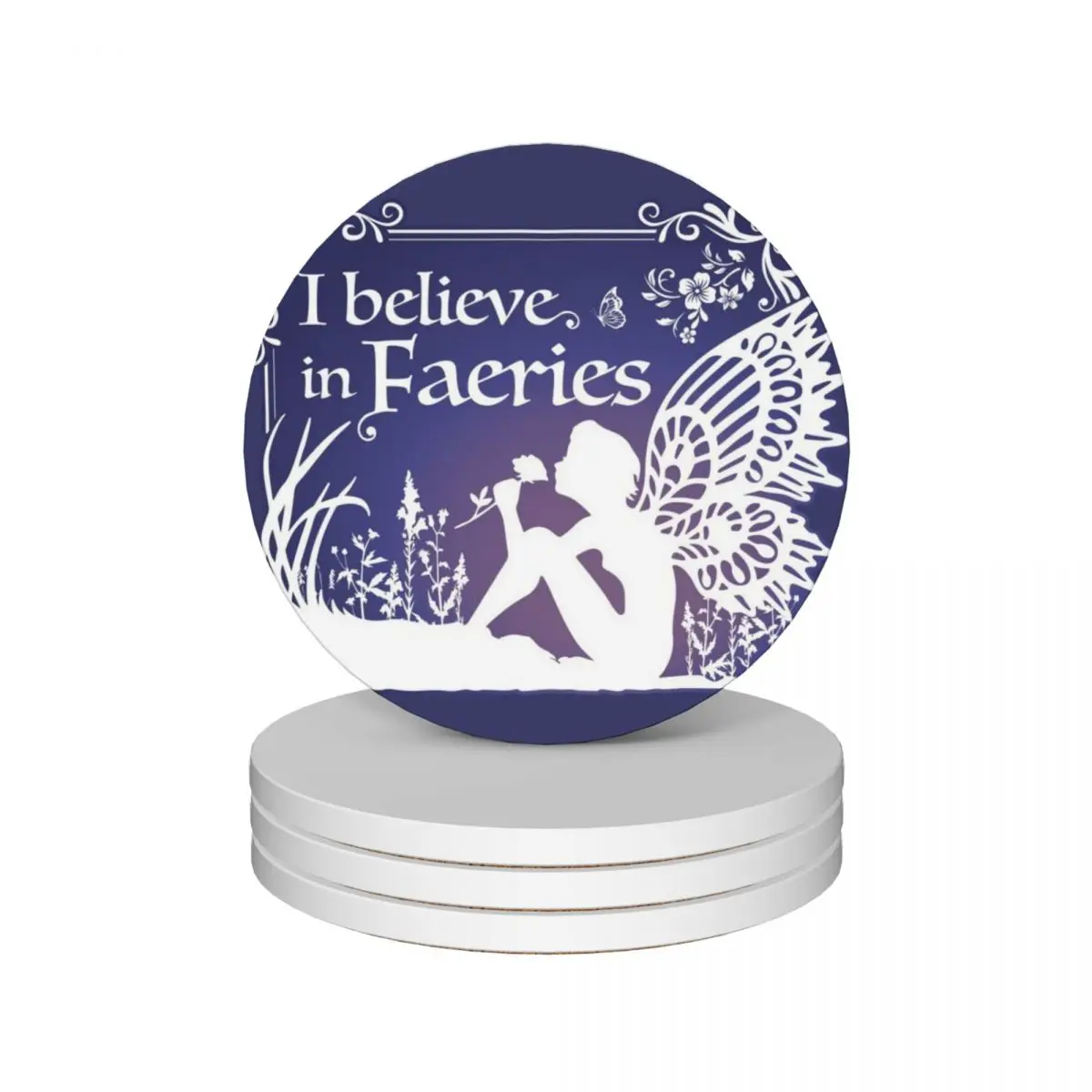 

I Believe in Faeries, Purple Ceramic Coasters (Set of 4) household utensils kitchen cute set set cute Coasters