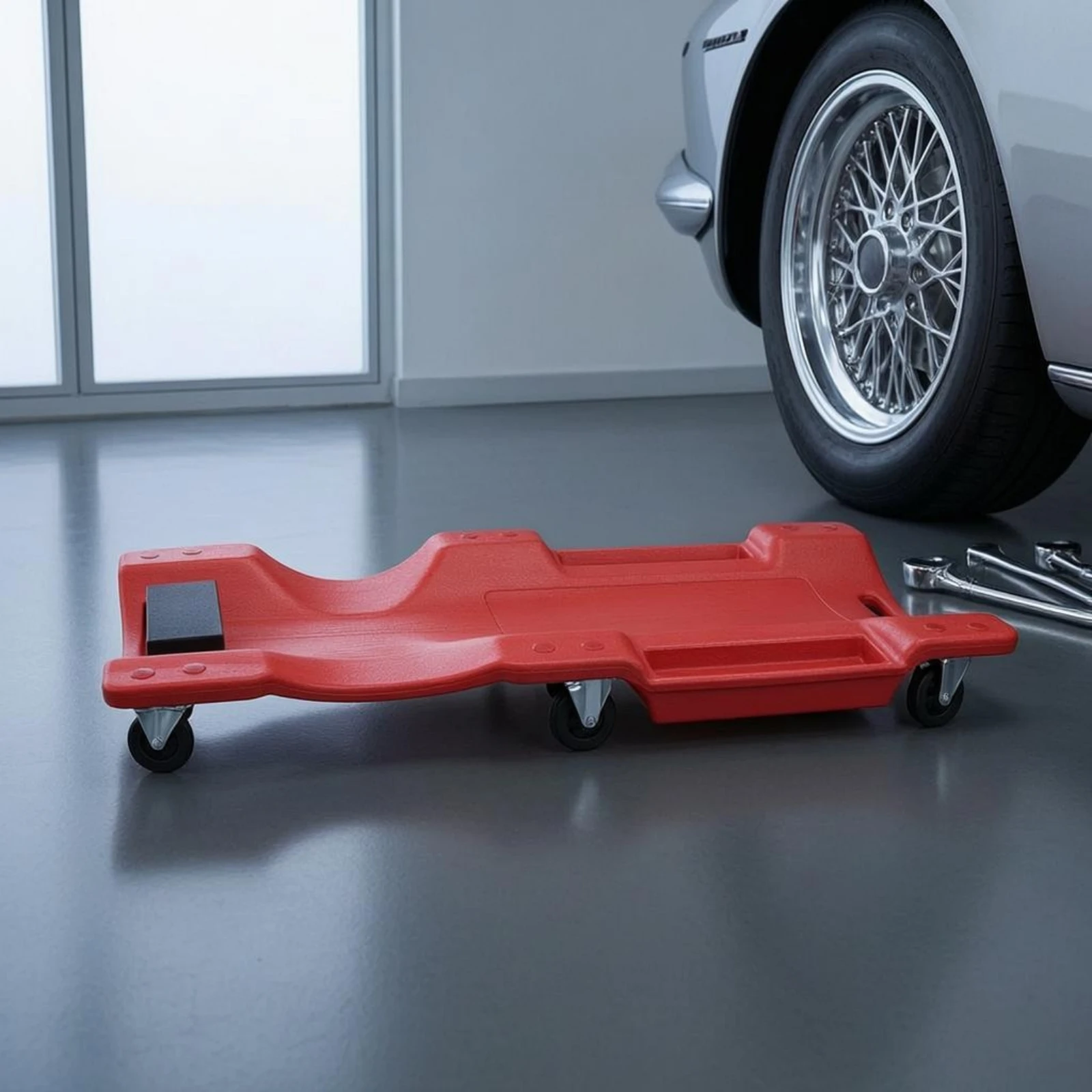 Blow Molded Rolling Creeper Swivel Casters Mechanic Creeper Board Shop Tool Raised Edges for Garage