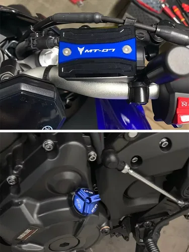 Imagen 2 del producto Para Yamaha MT07 2025 2024 accesorios MT 07 FZ07 2014-2025 2022 cubierta de depósito de líquido de frenos delantero y trasero de motocicleta tapa de aceite de motor