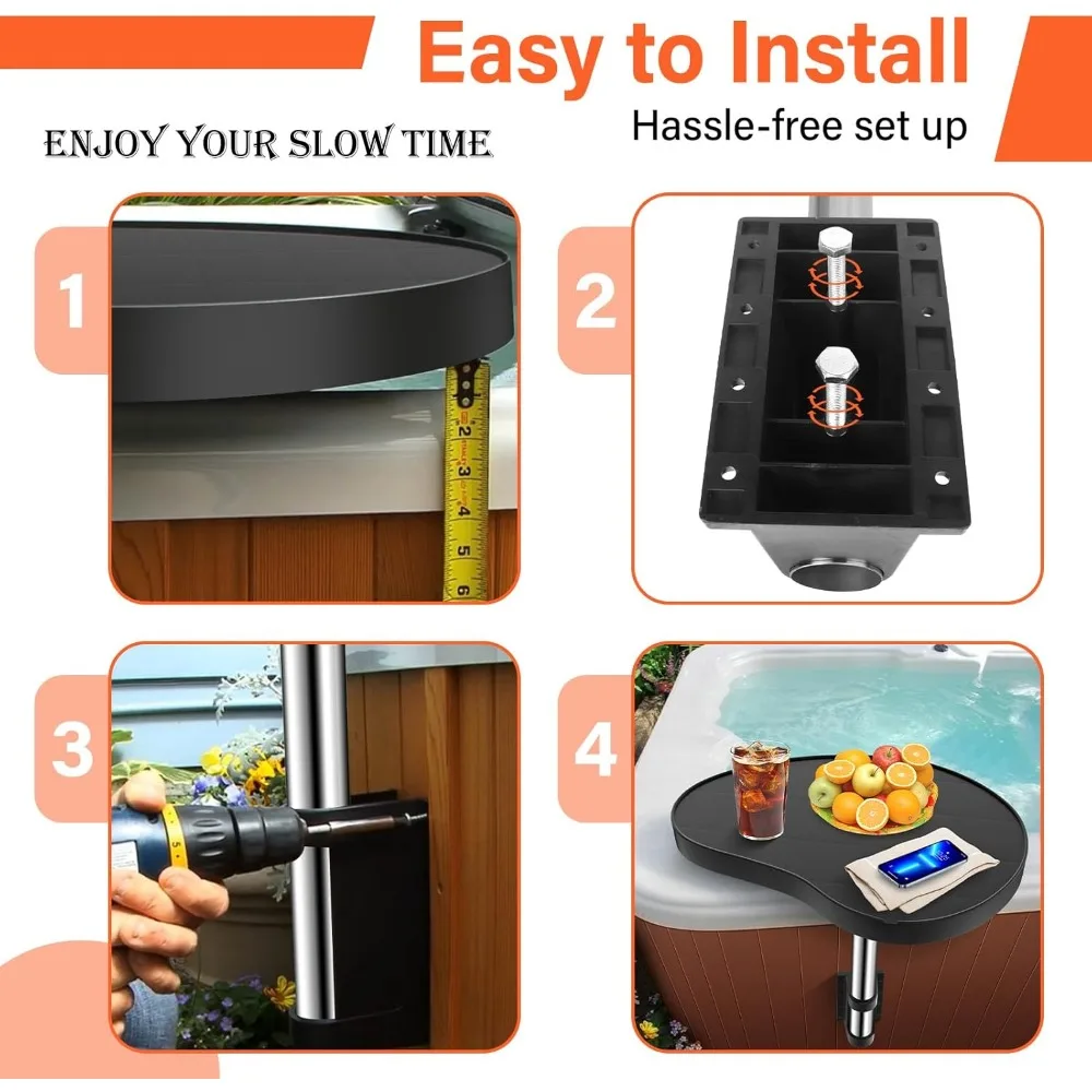 360 ° صينية حوض استحمام ساخن دوارة، طاولة سبا شديدة التحمل غير قابلة للانزلاق مع حامل مشروبات للاستخدام المنزلي المريح #4