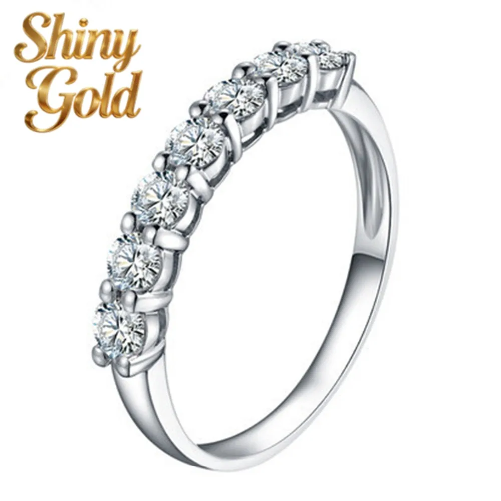 

Кольцо ShinyGold с семью камнями 0,7 карата, цвет D, VVS1, из муассанита, для женщин, платина 950 пробы, ювелирные изделия Pt950, штамп R035