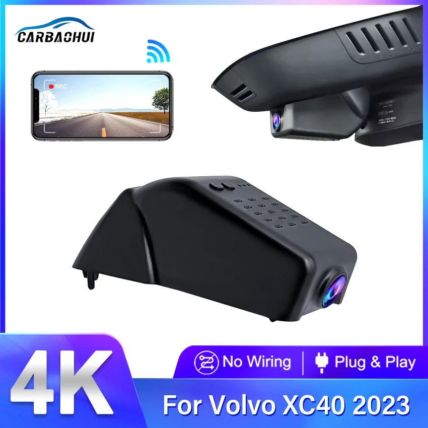 4K 2160P New Plug and Play Installation Car DVR Wifi Dashcam Dual Lens Camera For Volvo XC40 Pure Electric 2021 XC40 Fuel 2023