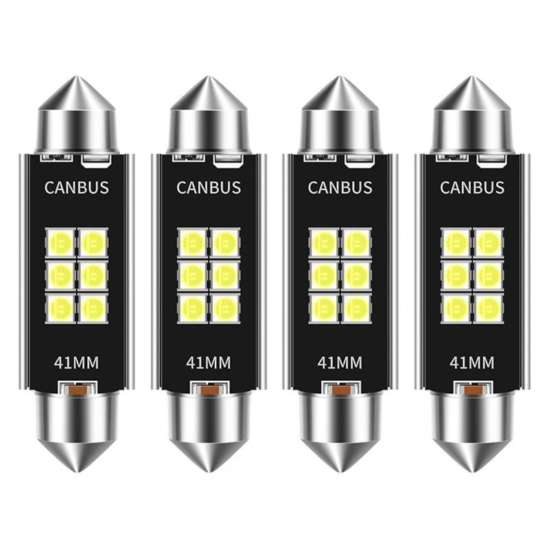 

4Pcs 6SMD 31/36/39/41mm LED Bulbs 12V-20V 6000K Dome Lights Parking Light