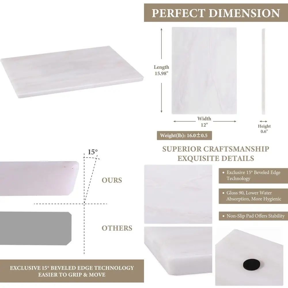 

Большая кухонная разделочная доска ручной работы из африканского натурального мрамора, 16x12 дюймов для сыра, мясных изделий, макарон и многого другого