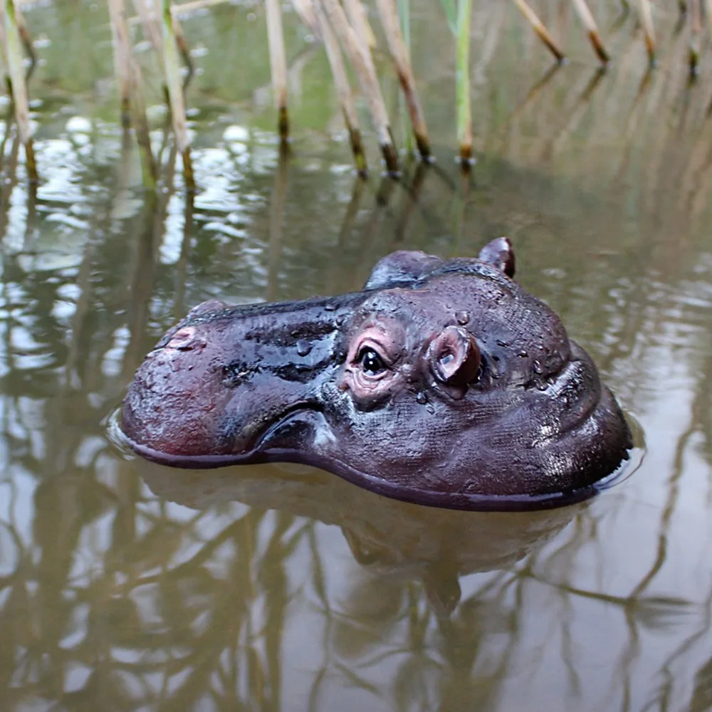 مضحك العائمة فرس النهر الحلي الراتنج الحرفية اليدوية بركة العائمة فرس النهر رئيس نابض بالحياة تماثيل صغيرة على شكل حيوانات الديكور #1