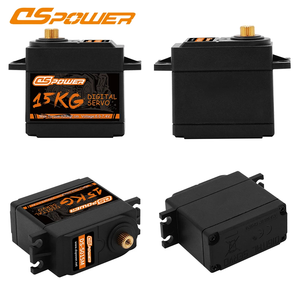DSPOWER 15KG Metal Gear Digital Servo Short Body Standard Large Torque Low Profile for 1/8 1/10 RC Car Robot Arm Axial Airplane
