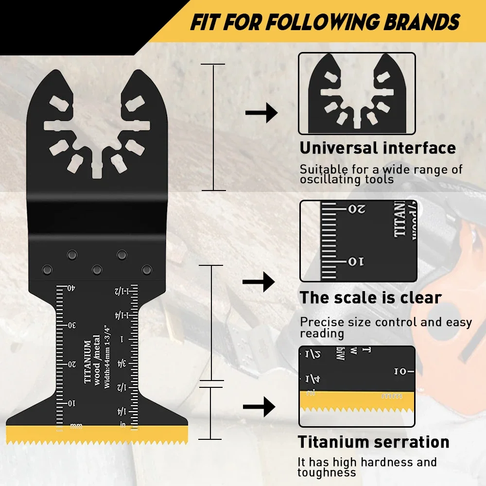 Titanium Oscillating Blades 5PCS - Durable Multi-Tool Saw Blades for Cutting Wood, Metal, Nails & Plastic - Universal Fit