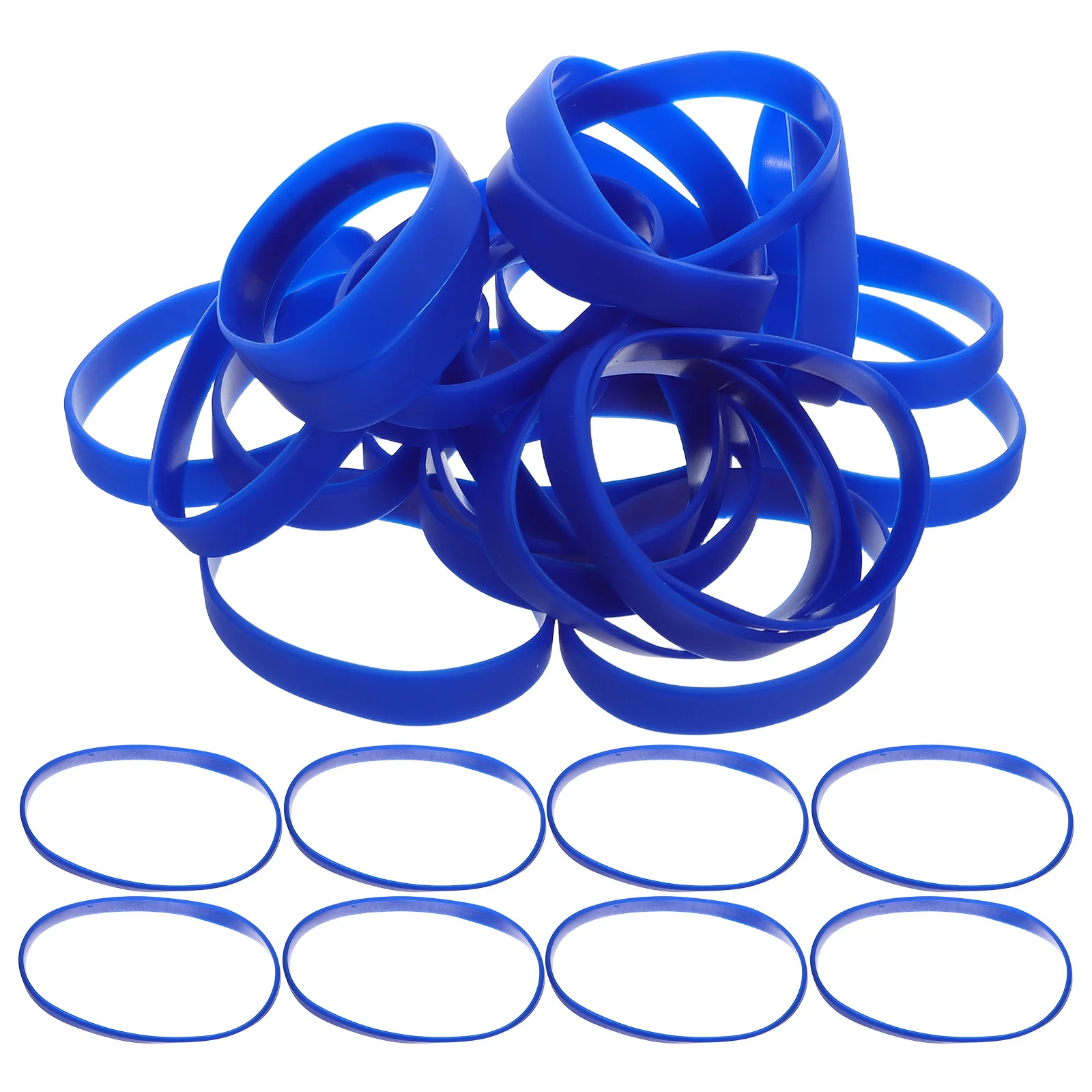 50Pcs Blue Silicone Wristbands Plain Blank Stretch Solid Color Bracelets Party Favor School Employee Wristbands Bulk
