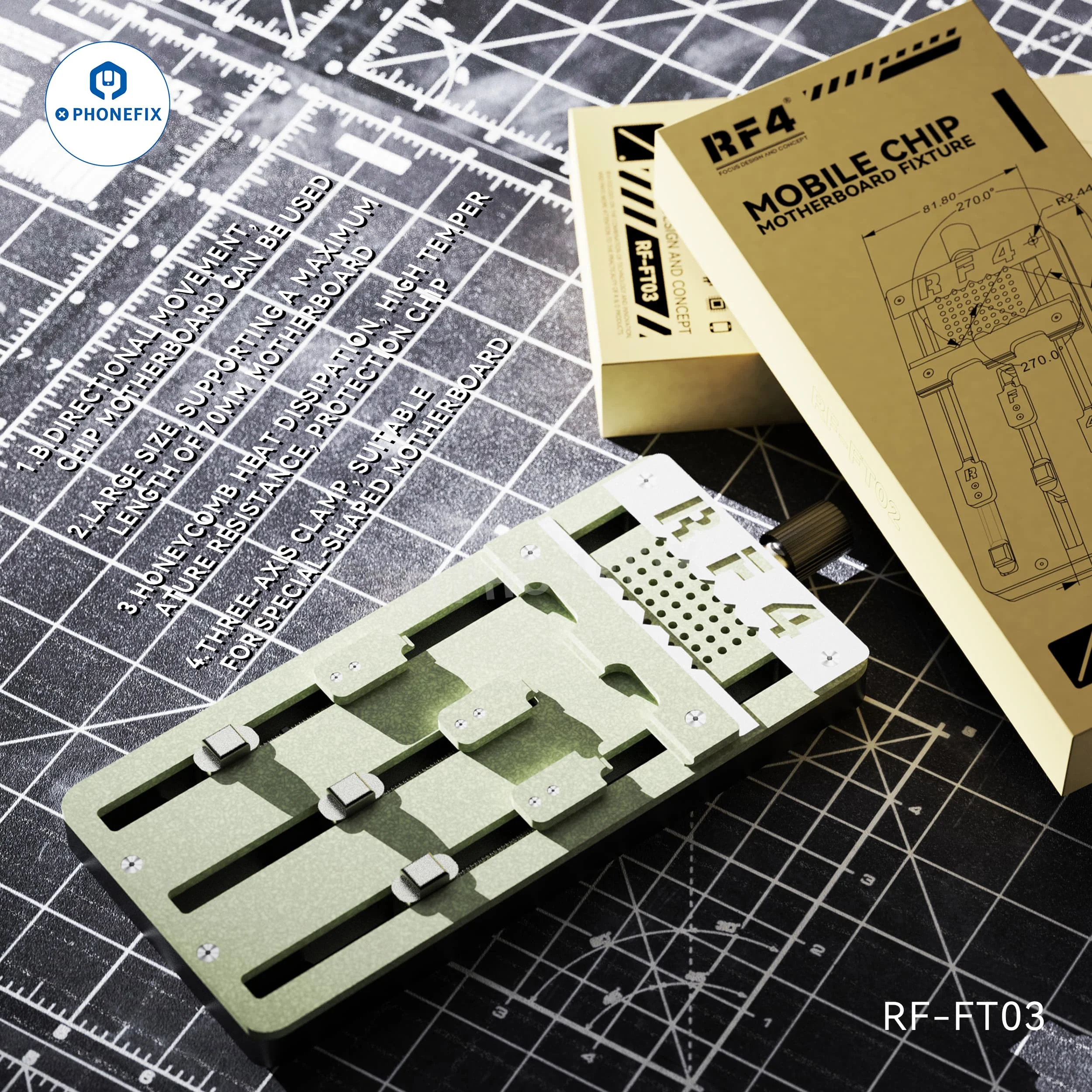 Imagem -06 - Precisão Mainboard Pcb Fixture para o Reparo do Telefone Pasta Bidirecional Estabilizar Mini ic Cpu Ferramenta Clamp Suspensão Rf4 Rf-ft02