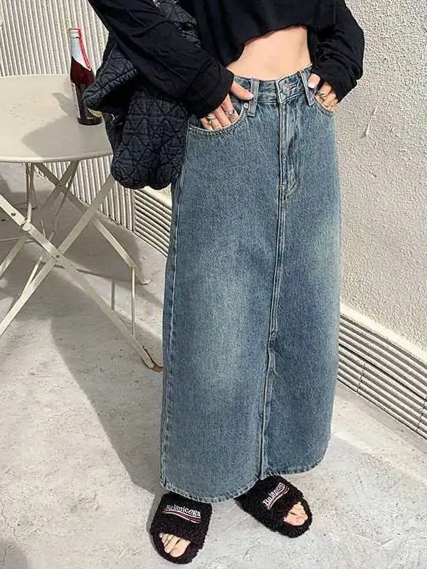 

Ретро-юбка миди с разрезом и вышивкой Cleanfit Sle, А-силуэт, для прогулок, подходит для женщин среднего возраста