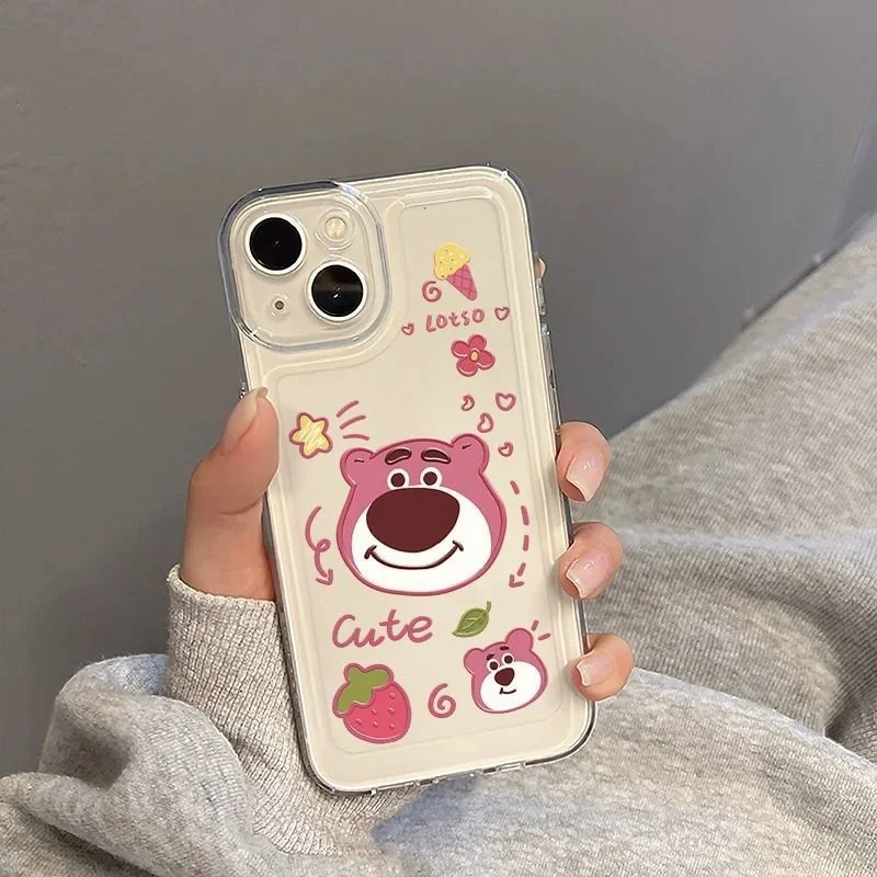 Funda Protectora Anti-Golpes con Diseño de Lotso de Frozen para iPhone 11 12 13 14 15 16 17 Pro Max Plus