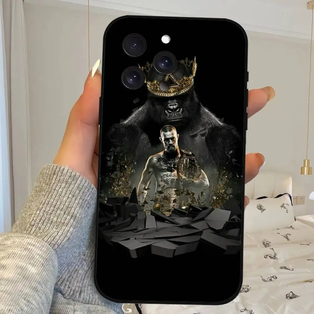 حافظة هاتف كونور مكجريجور ذا كينج غلاف أسود لهاتف آيفون 16/15/13/14 برو ماكس/ 11 Plus/X/Xr/Xs Max/12 نماذج متوافقة صغيرة #4