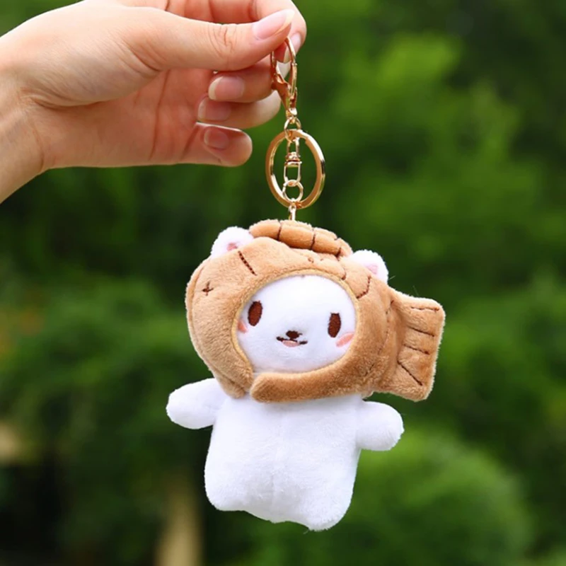 1pc Small Panda Plush  Cute Fish Keychain Soft Toy Plushie Kawaii Keychain Plush Toy keychain accessories