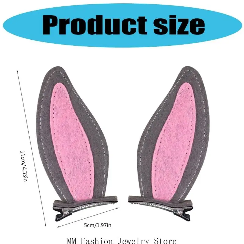 D0UB قطعتان من مشبك شعر الأرنب خفيف الوزن للأطفال والكبار، تصميم مانع للانزلاق