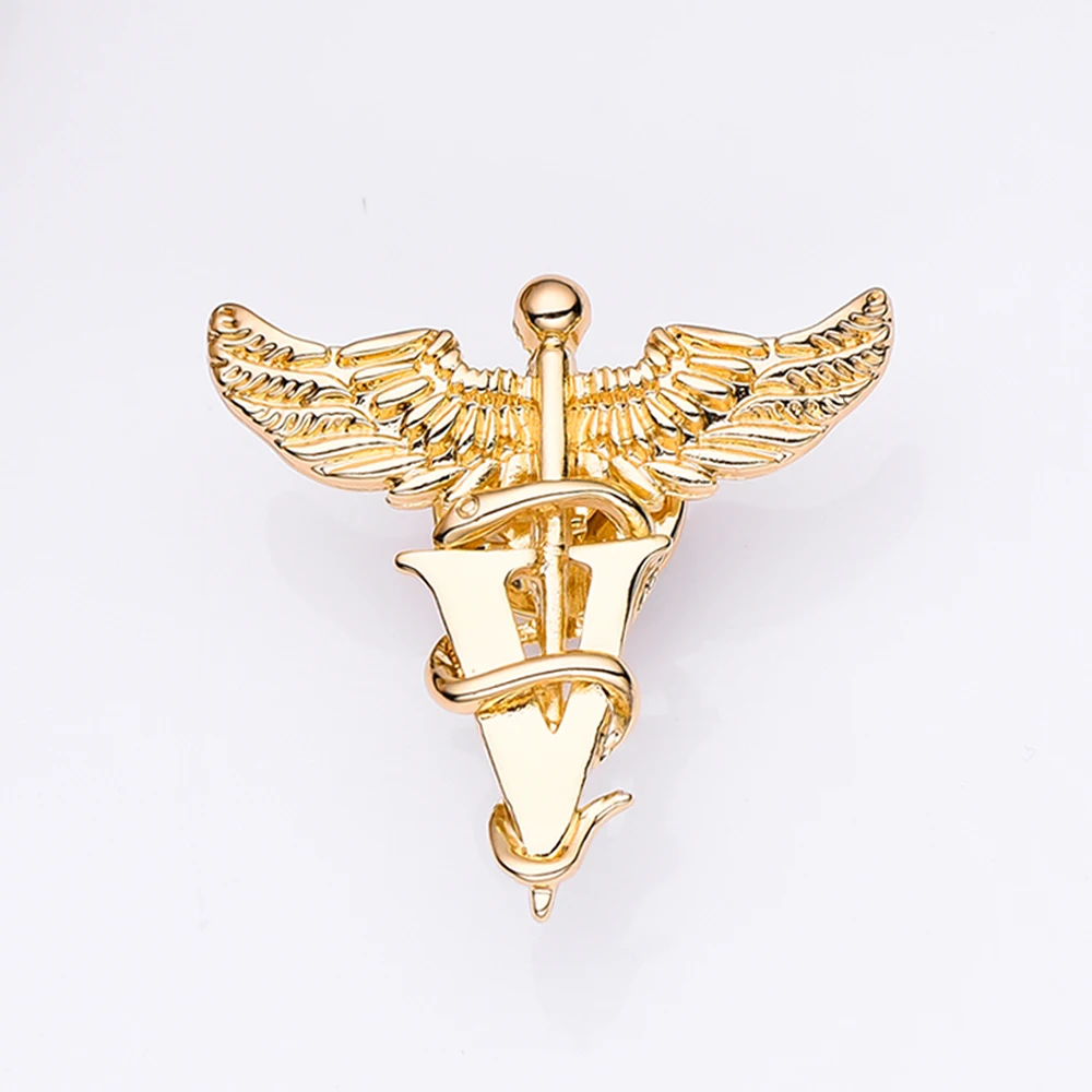 Harong Medical Symbol Asclepius Metal Brooch Classic Snake Emblem Badge Pin for Doctor Nurse Clothing Decorations Jewelry