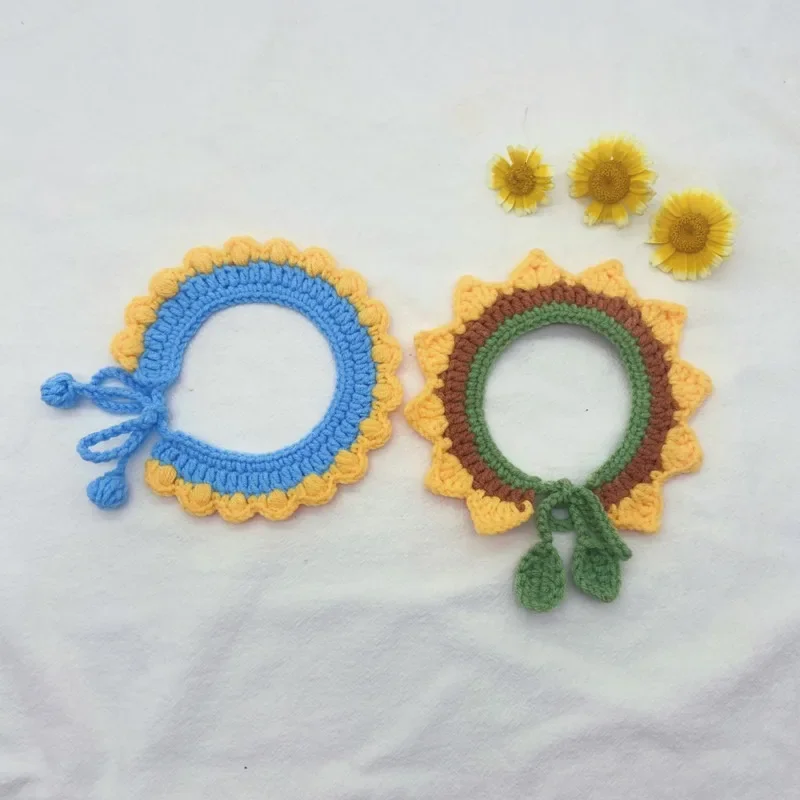 Cat Collar Scarf Sunflower Shape Cute Hand-crocheted Collar Small Dog  Cat Collar  Pet Supplies Pet Accessories