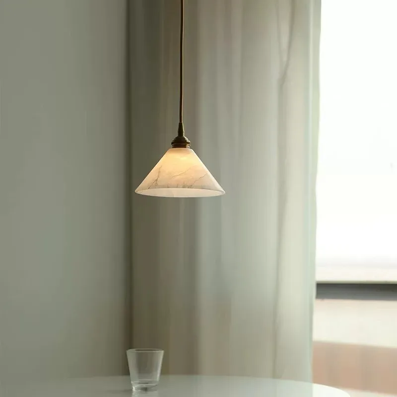 Modern Light Luxury Art Pendant Light Marble Hanging Lamp Bedroom Bedside Dining Bar Kitchen Background Wall Decor Lighting