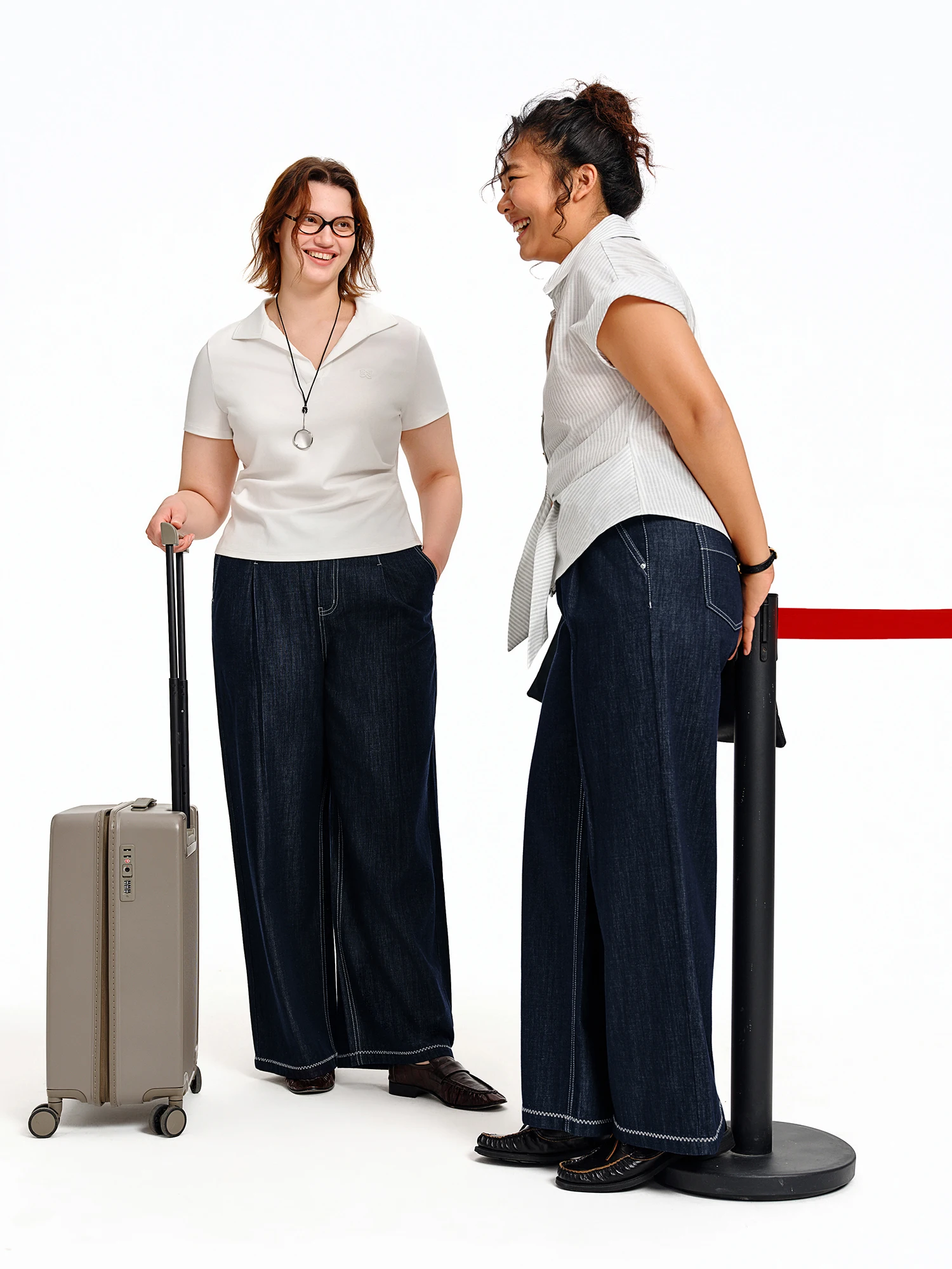 DUSHU 2026 Summer Women's Contrast Stitch High Waist Straight Leg Jeans - Casual Trousers for Daily and Commute Wear​