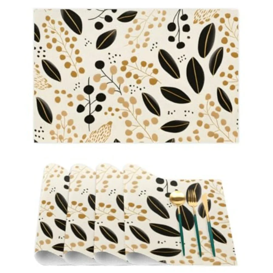 

Fall Rectangle Placemats Set of 4 Washable Fabric Placemats for Kitchen and Dining Tables Decor Non-Slip Heatproof Placemats fo