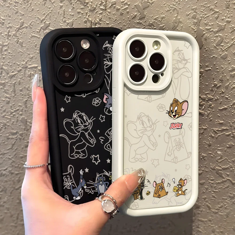 Jerrys Mouse Toms Cat Phone Case for Samsung Galaxy S24 S23 S22 S21 S20 FE Ultra Plus 5G Note 20 Pro M54 Ladder Lens Soft Cover