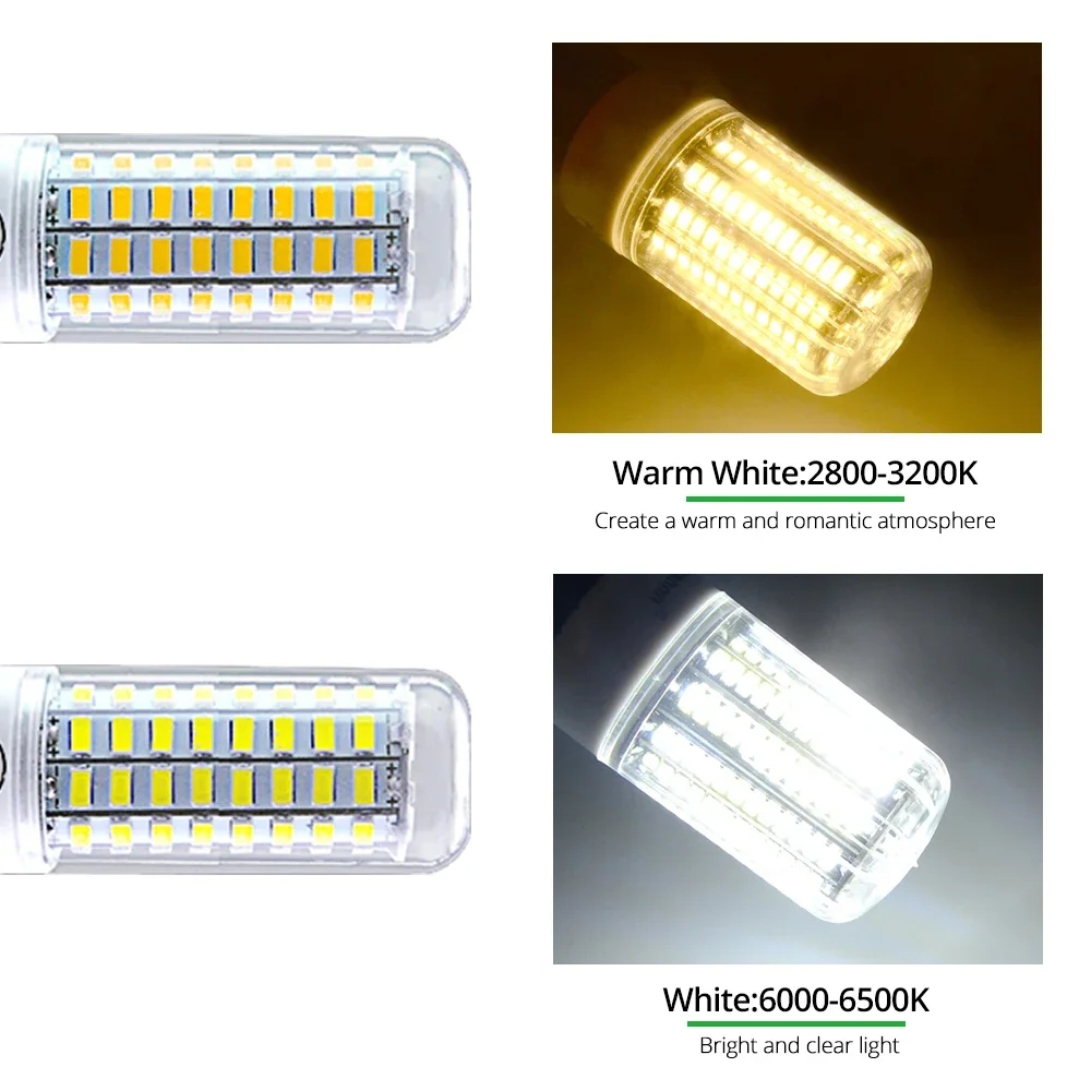 LED Corn Lamp 220V E14 E27 Bulb Lamp Strong Light 2700K 6500K Corn Bulb Light 2835SMD 360 Beam Angle Replace Halogen Lighting image 4