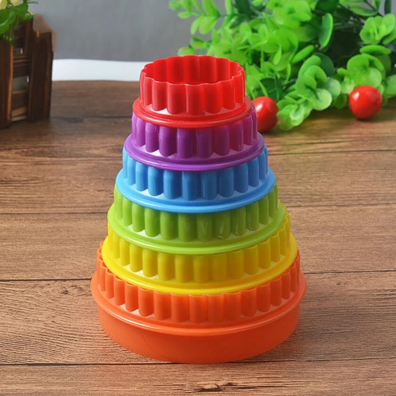 Cortador de galletas de forma redonda, molde de plástico para pastel, Fondant, herramientas de cocina, 6 tamaños