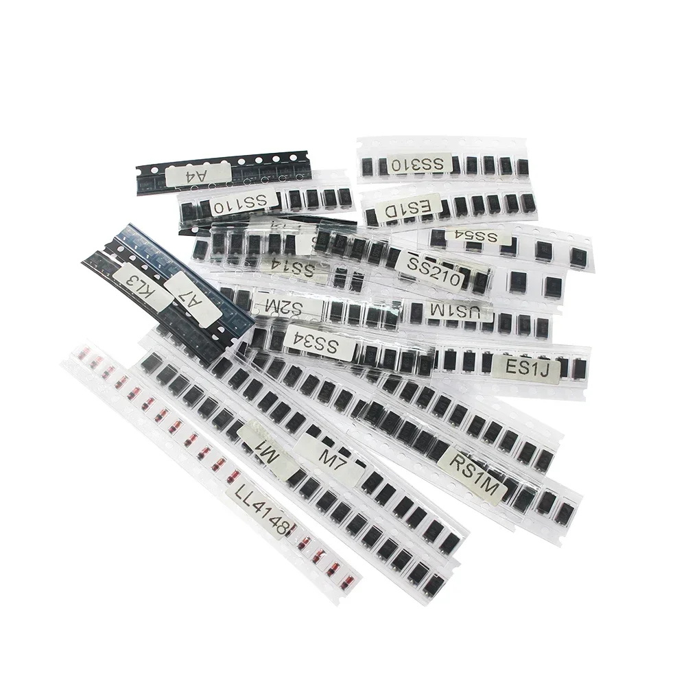 260PCS SMD Rectifier Diode Assortment Kit 22 Values Schottky Diode M1 M4 M7 SS24 SS34 LL4148 SS510 US1M for Electronics Repair