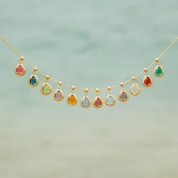 304 Stainless Steel Birthstone Charms 18K Gold Plated Swipeable Pendants For DIY Necklace Jewelry Making 17mm x 8mm, 1 Piece