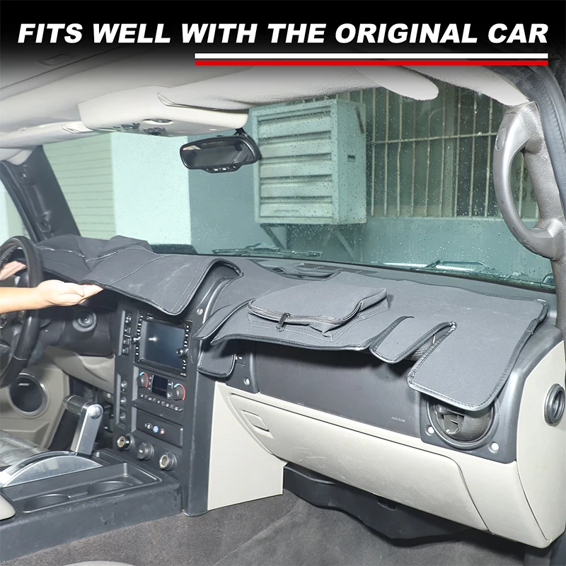 

For Hummer H2 2003-2009 Car Dashboard Sunscreen Pad with Zipper Storage Bag Interior Car Accessories