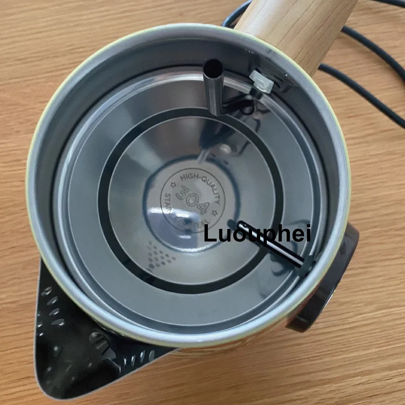 Retro Wood Grain Handle Electrc Kettle Boiling Kettle With Temperature Display 304 Stainless Steel Teapot Auto Power Off 1.7L