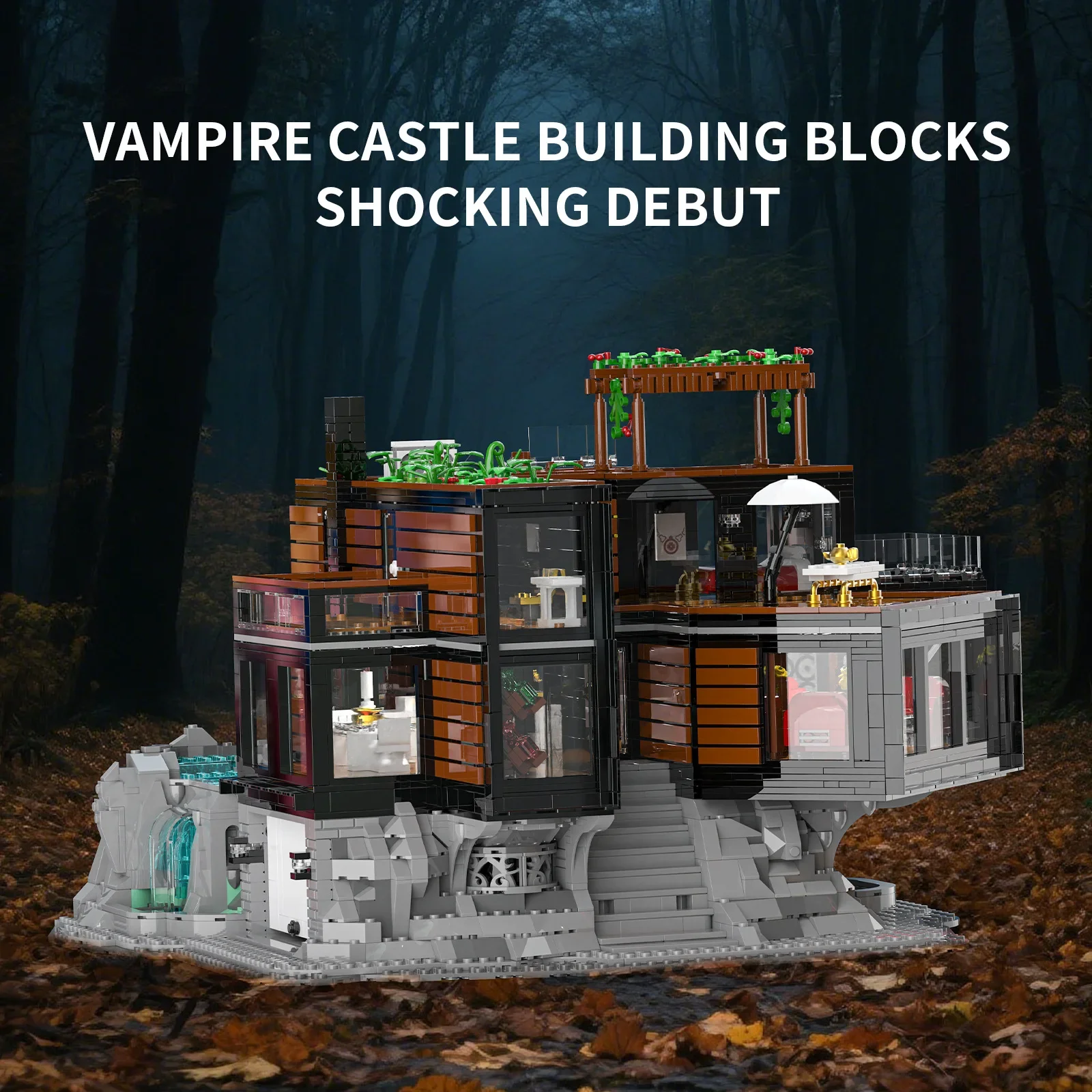 MOC – ensemble de blocs de construction de maison fantôme de Vampire classique d'horreur européenne rétro, briques d'architecture, jouet de bricolage, cadeaux d'halloween pour enfants