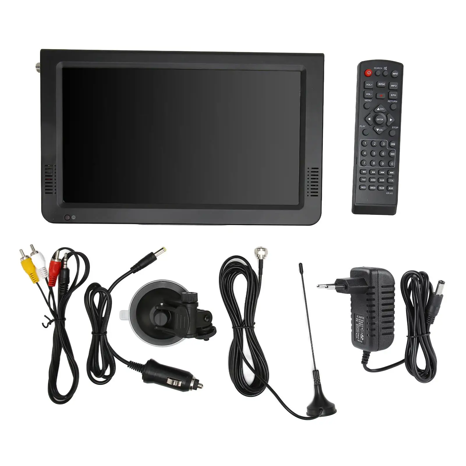 Leadstar 10 Portable Car Digital TV - Rechargeable 1800mAh, ATSC, Suction Cup Mount, EU Plug