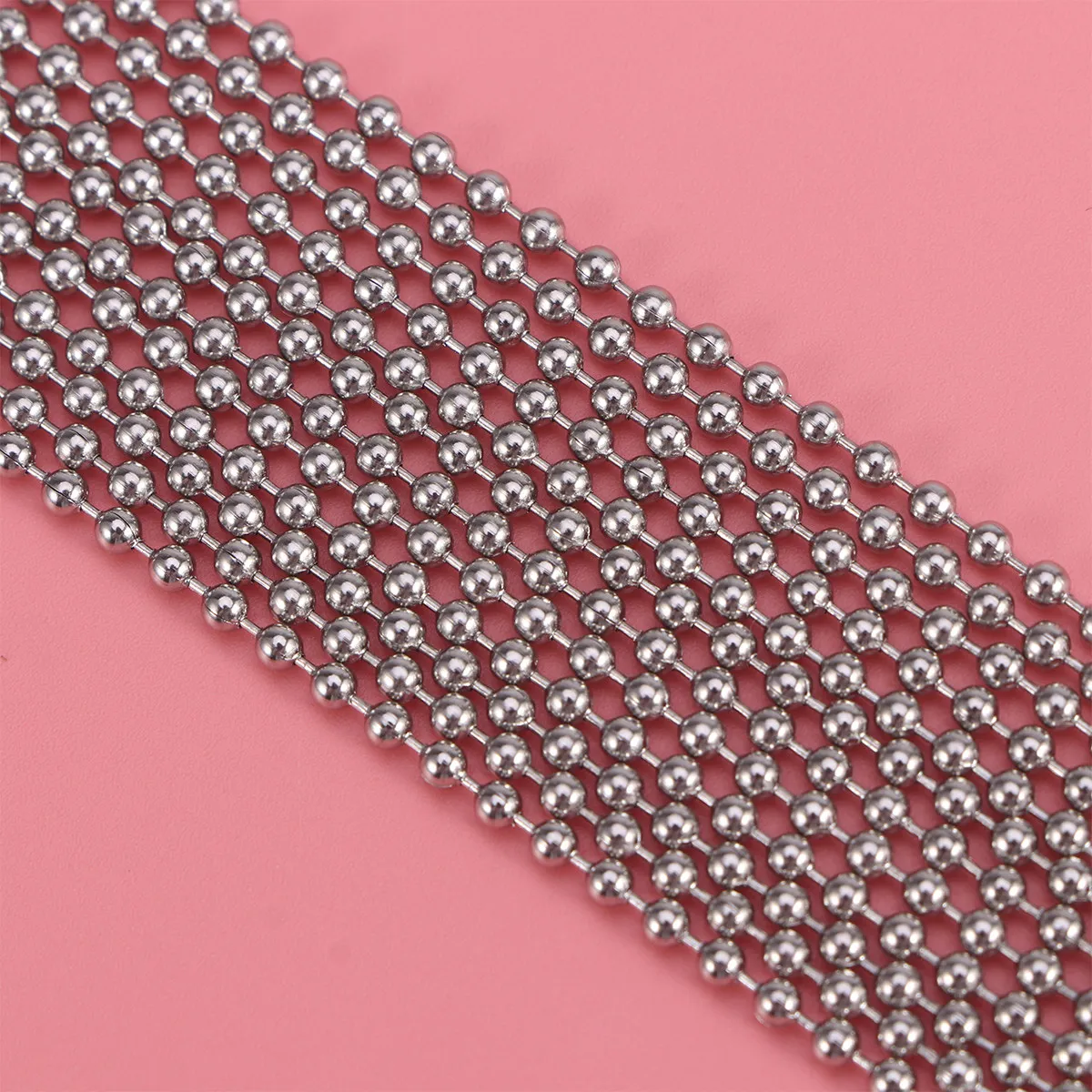 

3 метра цепочки из нержавеющей стали с шариками диаметром 4,5 мм, регулируемая цепочка с бусинами для бирок для собак, подвесок для бутылок, брелоков (10 шт.)