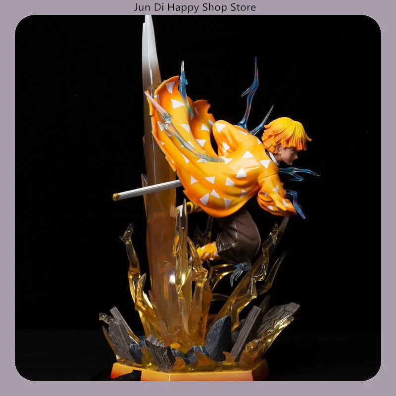 35cm Demon Slayer Zenitsu Thunderclap and Flash Light-up Anime Figure Model Statue Desktop Decoration