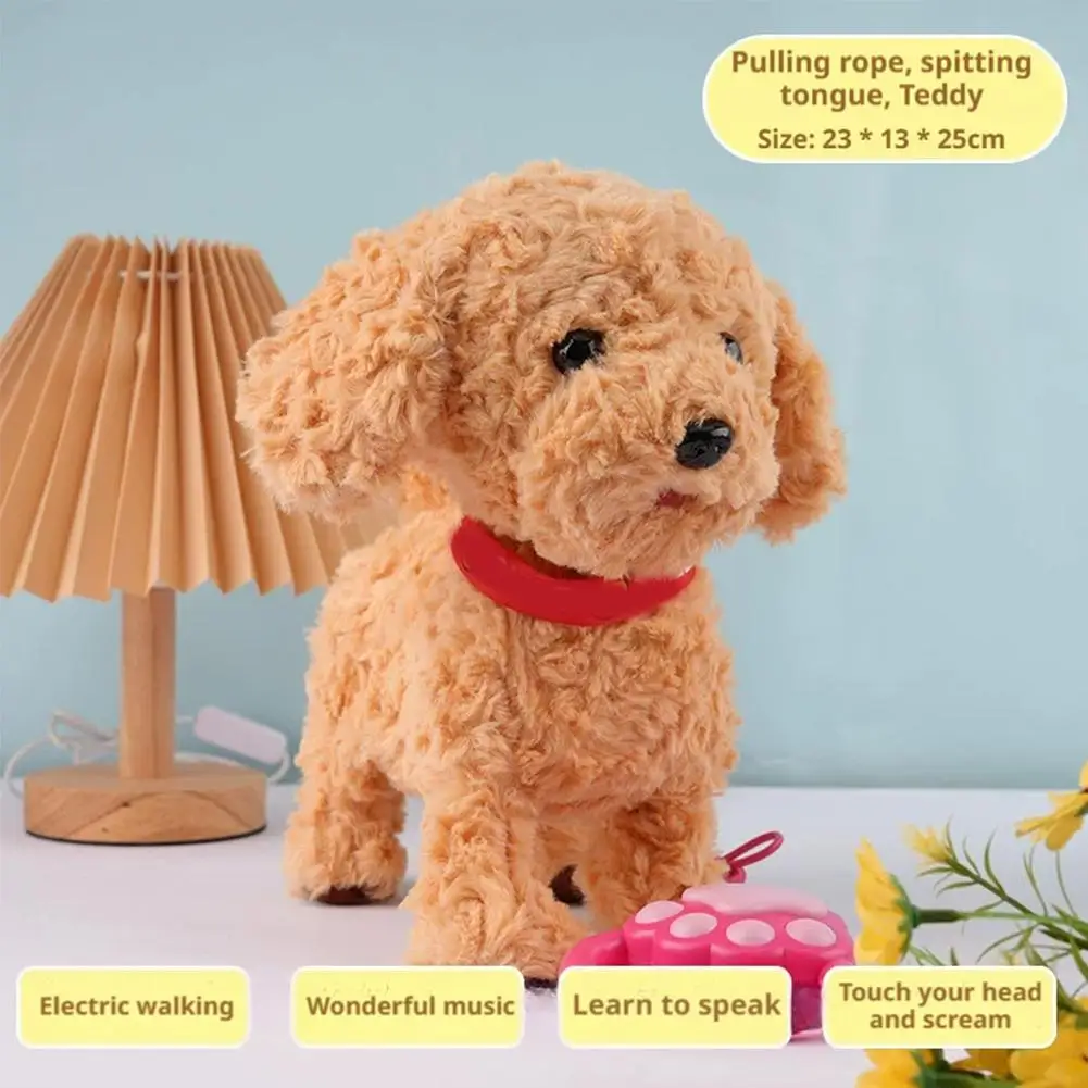 أزياء محاكاة جرو دمية المشي التفاعلية مقلد جرو الذيل يهز نباح المشي لعبة الكلب للاستخدام الداخلي والخارجي