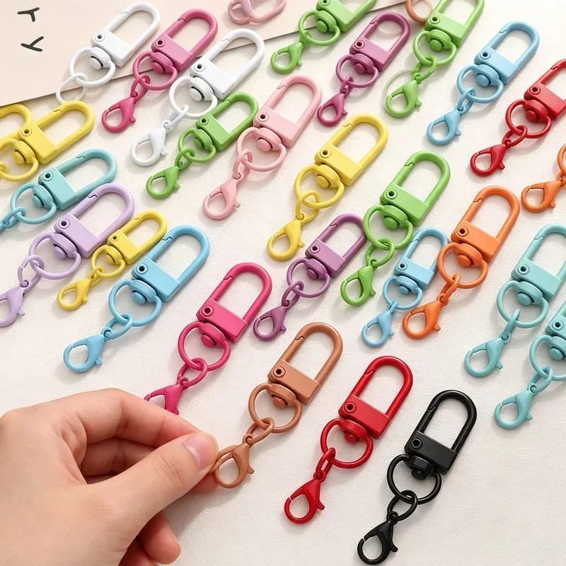 300PCS Colorful Swivel with Rings Lobster Clasp Hooks Metal Clasps for DIY Jewelry Strap Keychain Perler Beads Accessories